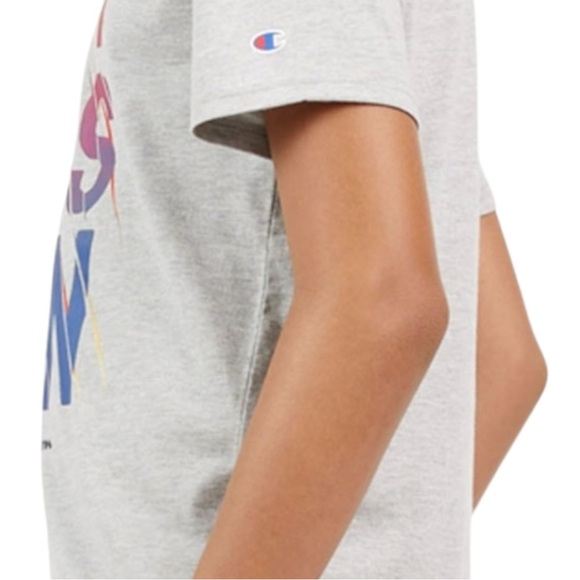 🆕 CHAMPION© BOYS’ SHORT SLEEVE TEE! GRAY TEE, OMBRE GRAPHICS W/LOGO SZ.8 (MED) - Picture 4 of 16
